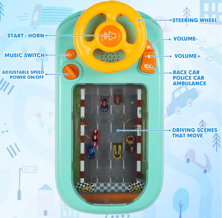 Kids Driving Simulator – Battery-Operated Steering Wheel Toy