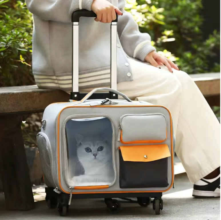 Portable Pet Trolley Suitcase – Travel in Style with Your Cat or Dog