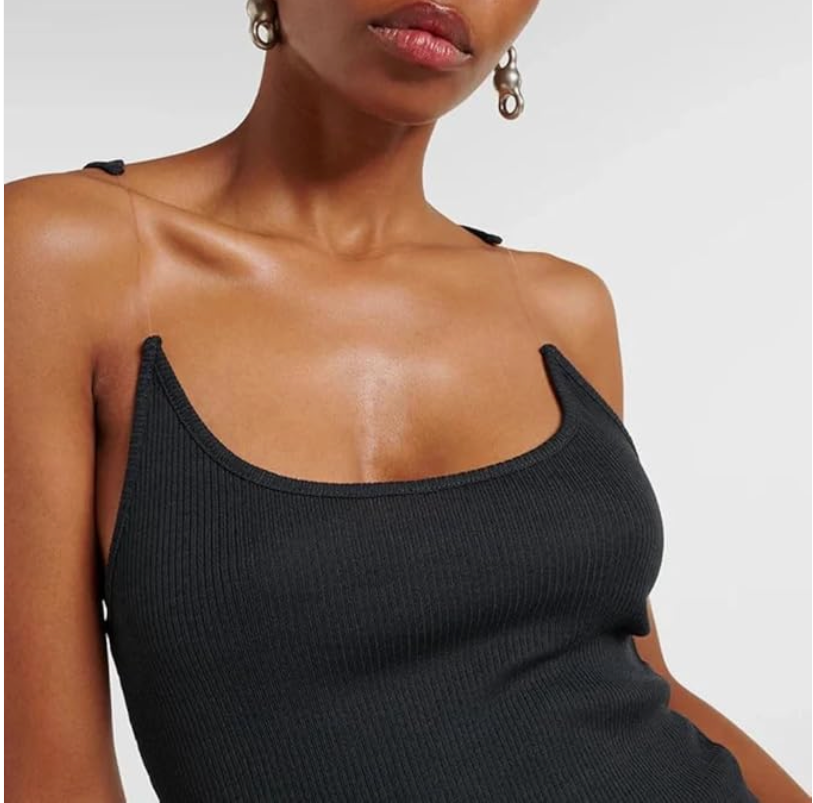 Invisible Strap Black Camisole – Stretch Ribbed Everyday Basic