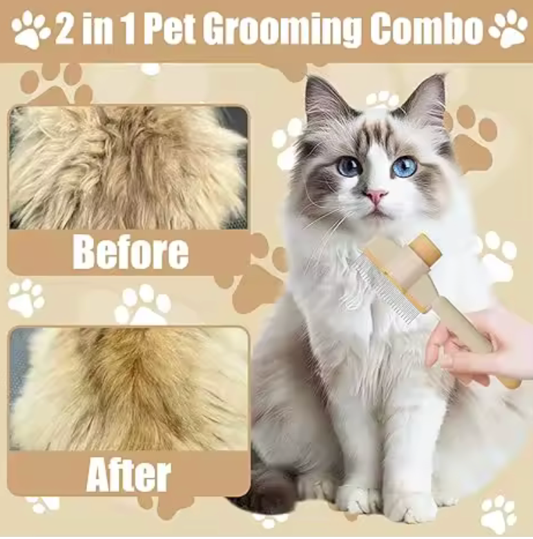 One-Click Pet Grooming Brush – Hair Removal Made Easy