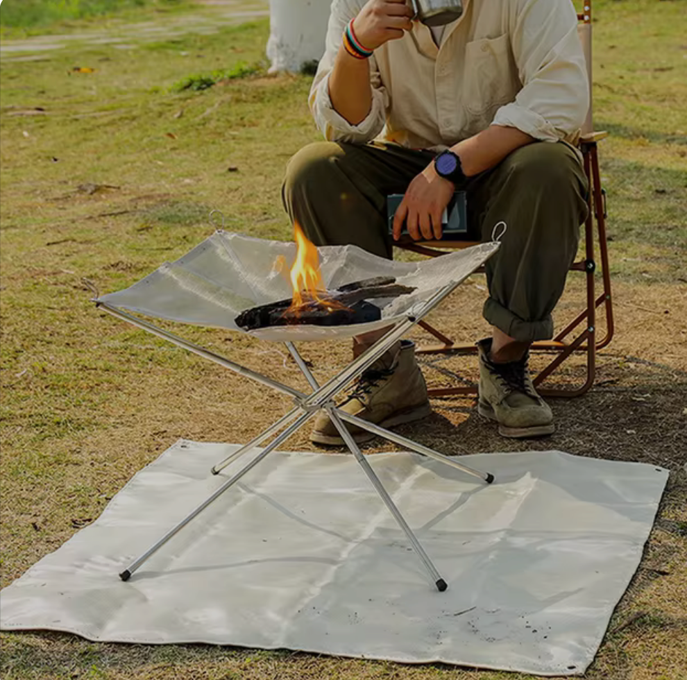 Portable Fire Pit – Foldable Mesh BBQ Pit for Camping