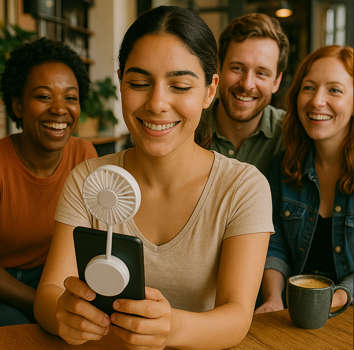 GlowCool- Magnetic Phone Fan One Hand Fan with Phone