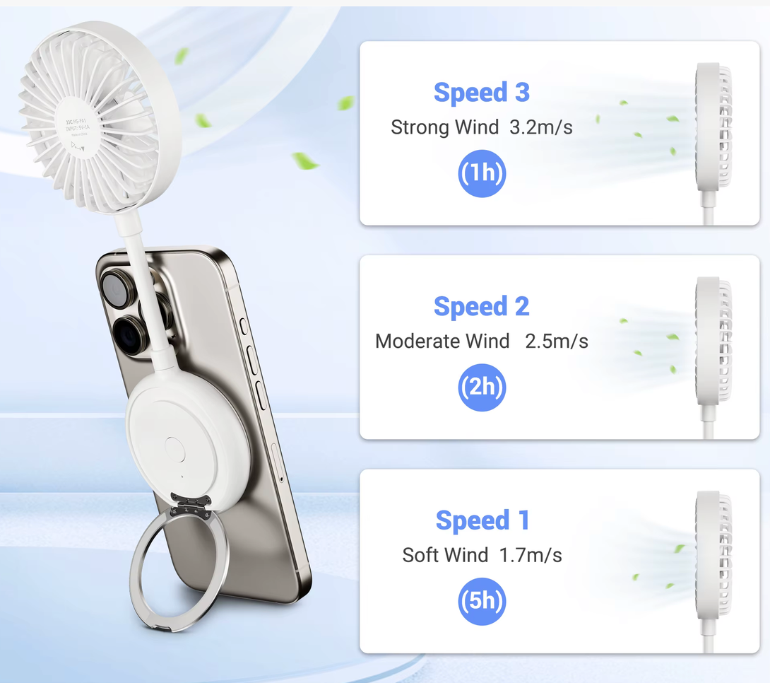 GlowCool- Magnetic Phone Fan One Hand Fan with Phone