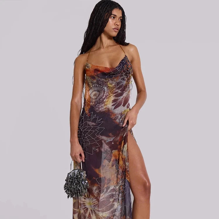 Aesthetic Mesh Maxi Dress