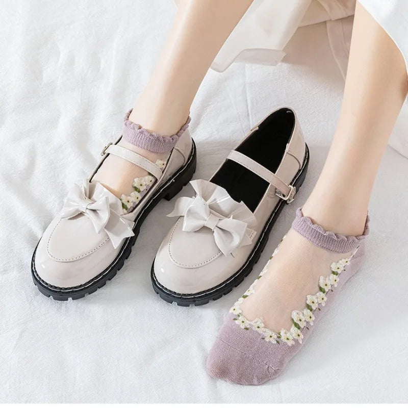 Breathable Floral Sheer Socks