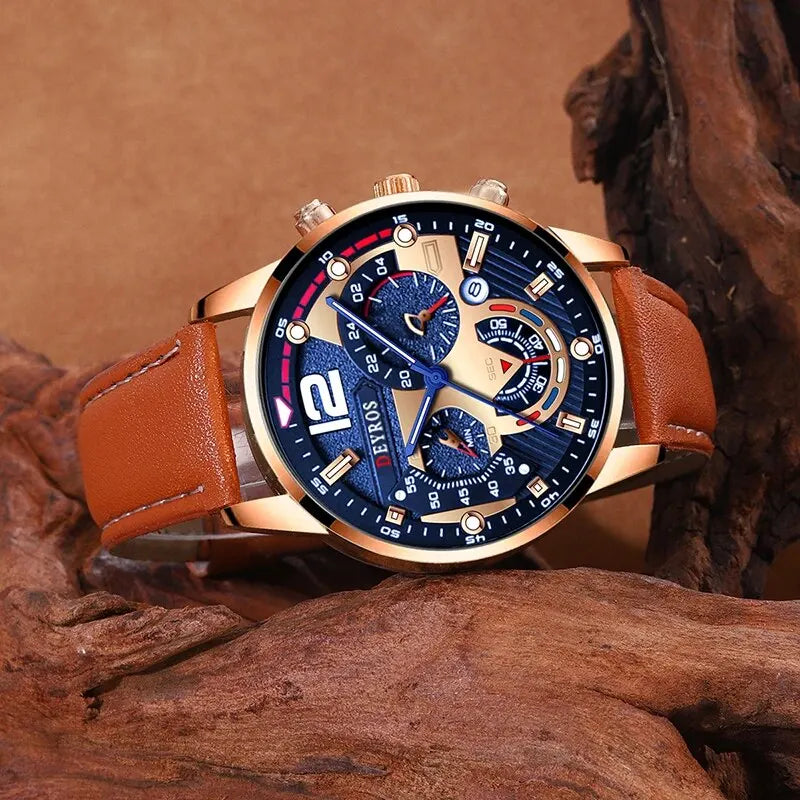 Classic Leather Watch + Bracelet Set (2pcs) – Elegant Everyday Style