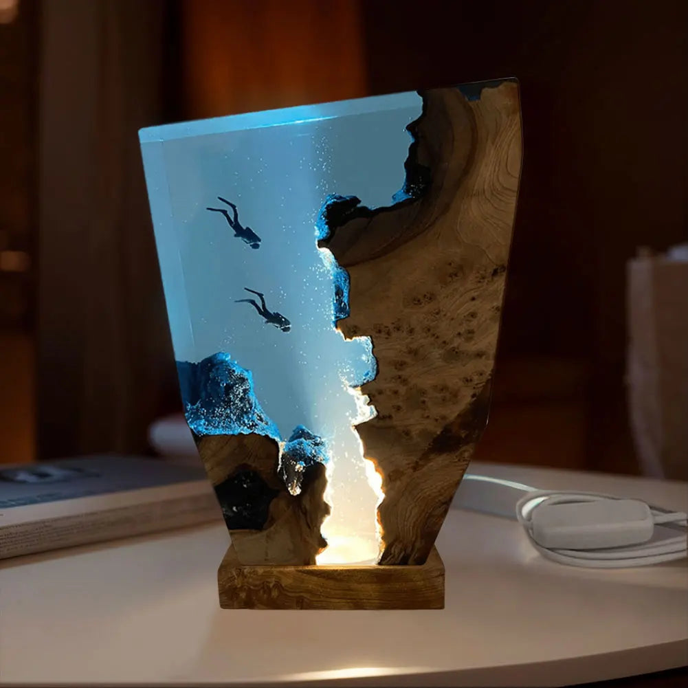 Deep Sea Diver Resin Lamp – Artistic Tabletop Statement Piece