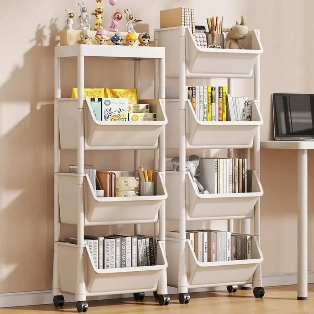 Trolley Bookshelf & Storage Rack – Slim Corner Organizer