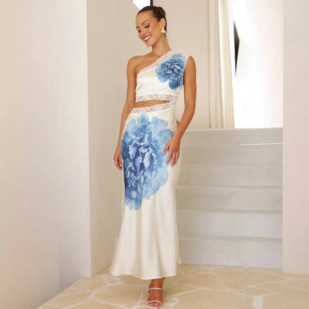 Elegant Floral Lace Backless Dress