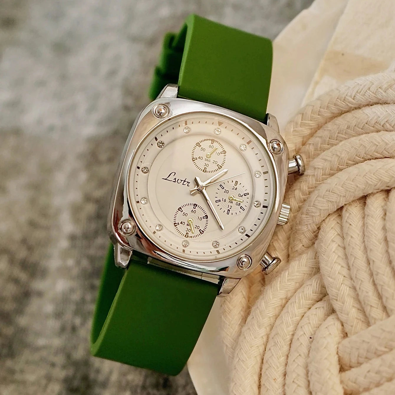 Women's Green Silicone Watch