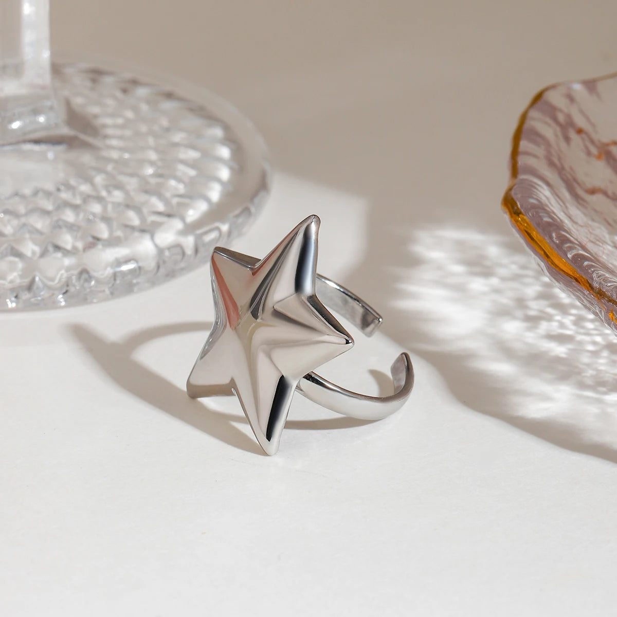 Plated Pentagram Open Ring
