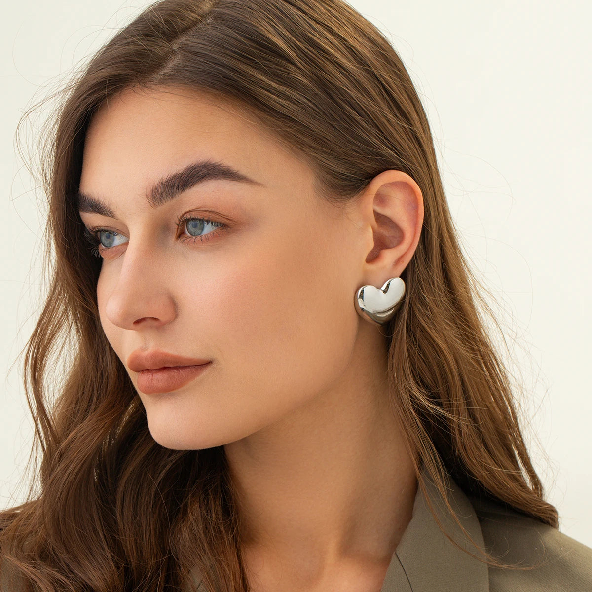 Gold Plated Chunky Heart Earrings