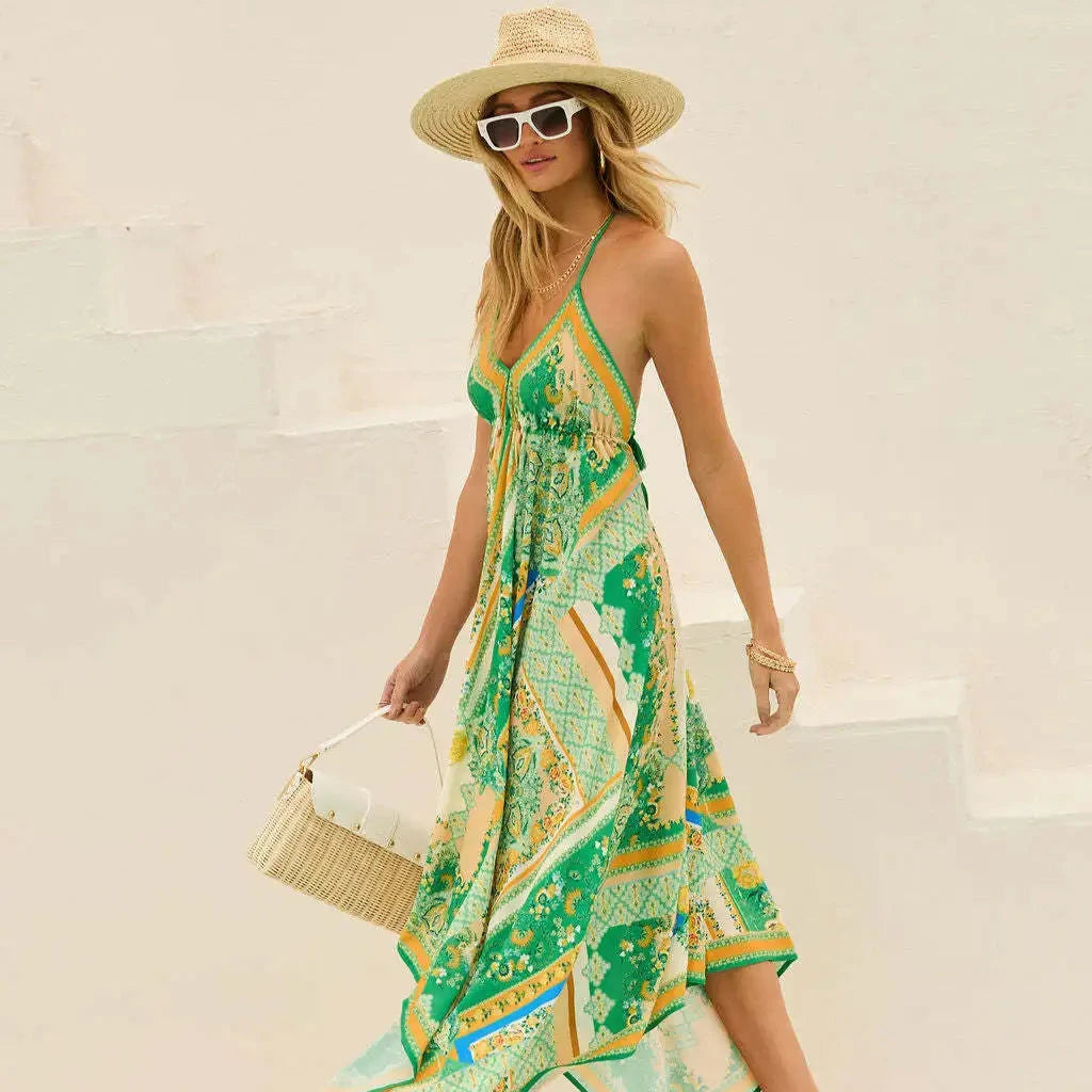 Bohemian Backless Halter Maxi Dress