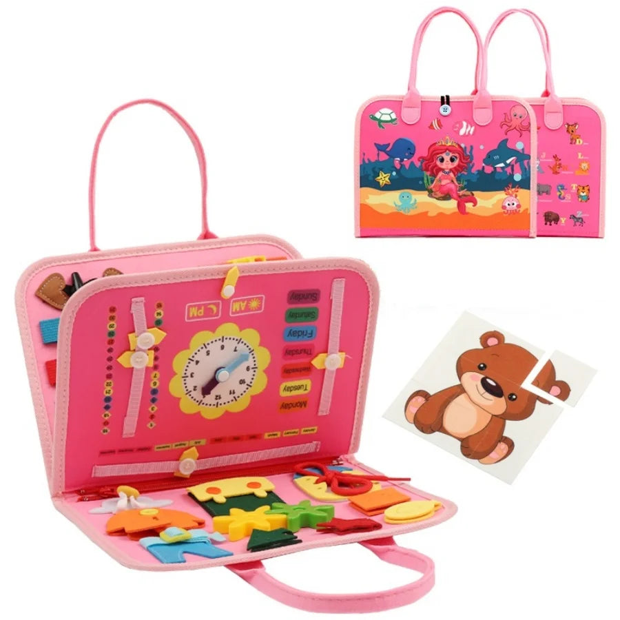 Montessori Busy Board – Travel-Ready Sensory Toy